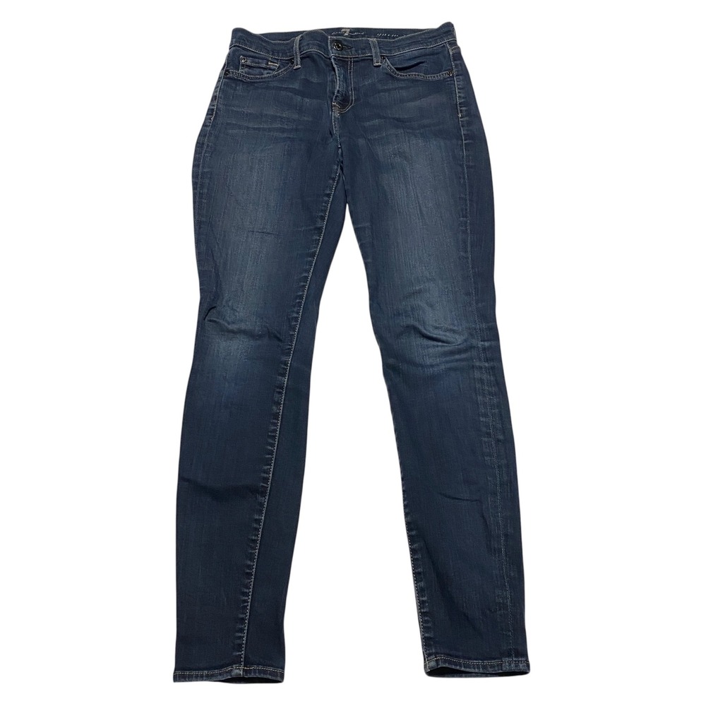 7 For All Mankind Gwenevere Skinny Jeans Dark Wash Blue Mid Rise Skinny Size 29